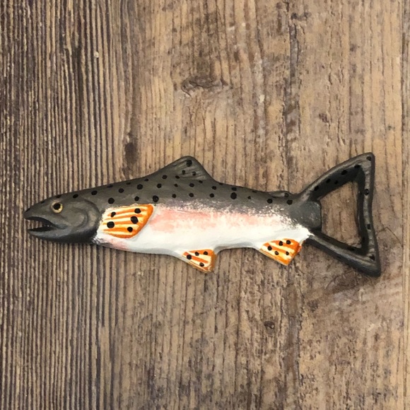 Man gear Up Stream Swimmer Bottle Opener cast iron EUC, great to take fishing - Picture 2 of 6